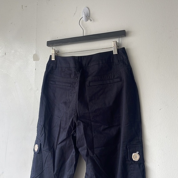 NWT Y2K Mariah Carey Dark Navy Blue Cropped Capri Cargo Pants Size 8 - Picture 13 of 14